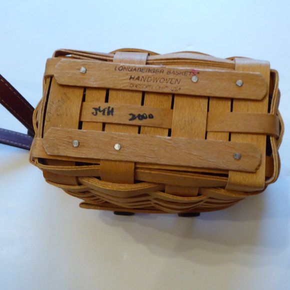 Longaberger Homecoming Bee Station 2000 Kiddie Basket Purse Leather Strap Stamp - Picture 3 of 16